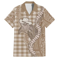 Beige Hawaii Palaka Cowboy Turtle Family Matching Tank Maxi Dress and Hawaiian Shirt Hawaiian Paniolo Puakenikeni Maile Lei - Polynesian Pride