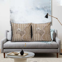 Beige Hawaii Palaka Cowboy Turtle Pillow Cover Hawaiian Paniolo Puakenikeni Maile Lei - Polynesian Pride