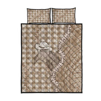 Beige Hawaii Palaka Cowboy Turtle Quilt Bed Set Hawaiian Paniolo Puakenikeni Maile Lei - Polynesian Pride