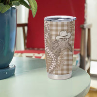 Beige Hawaii Palaka Cowboy Turtle Tumbler Cup Hawaiian Paniolo Puakenikeni Maile Lei - Polynesian Pride