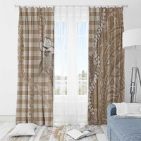 Beige Hawaii Palaka Cowboy Turtle Window Curtain Hawaiian Paniolo Puakenikeni Maile Lei - Polynesian Pride