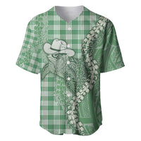Green Hawaii Palaka Cowboy Turtle Baseball Jersey Hawaiian Paniolo Puakenikeni Maile Lei DT05 Green - Polynesian Pride