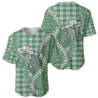 Green Hawaii Palaka Cowboy Turtle Baseball Jersey Hawaiian Paniolo Puakenikeni Maile Lei DT05 - Polynesian Pride