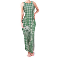 Green Hawaii Palaka Cowboy Turtle Family Matching Tank Maxi Dress and Hawaiian Shirt Hawaiian Paniolo Puakenikeni Maile Lei - Polynesian Pride