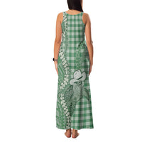 Green Hawaii Palaka Cowboy Turtle Family Matching Tank Maxi Dress and Hawaiian Shirt Hawaiian Paniolo Puakenikeni Maile Lei - Polynesian Pride