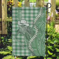 Green Hawaii Palaka Cowboy Turtle Garden Flag Hawaiian Paniolo Puakenikeni Maile Lei - Polynesian Pride
