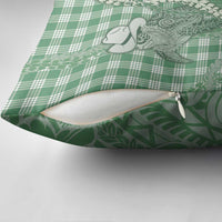 Green Hawaii Palaka Cowboy Turtle Pillow Cover Hawaiian Paniolo Puakenikeni Maile Lei - Polynesian Pride