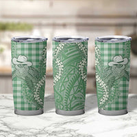 Green Hawaii Palaka Cowboy Turtle Tumbler Cup Hawaiian Paniolo Puakenikeni Maile Lei - Polynesian Pride