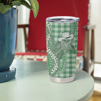Green Hawaii Palaka Cowboy Turtle Tumbler Cup Hawaiian Paniolo Puakenikeni Maile Lei - Polynesian Pride