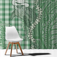 Green Hawaii Palaka Cowboy Turtle Window Curtain Hawaiian Paniolo Puakenikeni Maile Lei - Polynesian Pride