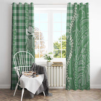 Green Hawaii Palaka Cowboy Turtle Window Curtain Hawaiian Paniolo Puakenikeni Maile Lei - Polynesian Pride