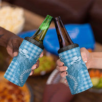 Blue Hawaii Palaka Cowboy Turtle 4 in 1 Can Cooler Tumbler Hawaiian Paniolo Puakenikeni Maile Lei - Polynesian Pride