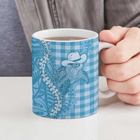 Blue Hawaii Palaka Cowboy Turtle Ceramic Mug Hawaiian Paniolo Puakenikeni Maile Lei - Polynesian Pride