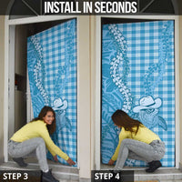 Blue Hawaii Palaka Cowboy Turtle Door Cover Hawaiian Paniolo Puakenikeni Maile Lei - Polynesian Pride