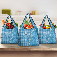 Blue Hawaii Palaka Cowboy Turtle Grocery Bag Hawaiian Paniolo Puakenikeni Maile Lei - Polynesian Pride