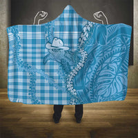 Blue Hawaii Palaka Cowboy Turtle Hooded Blanket Hawaiian Paniolo Puakenikeni Maile Lei - Polynesian Pride