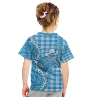 Blue Hawaii Palaka Cowboy Turtle Kid T Shirt Hawaiian Paniolo Puakenikeni Maile Lei - Polynesian Pride