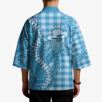 Blue Hawaii Palaka Cowboy Turtle Kimono Hawaiian Paniolo Puakenikeni Maile Lei - Polynesian Pride