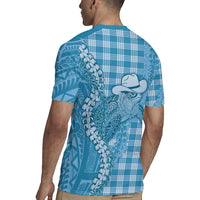 Blue Hawaii Palaka Cowboy Turtle Rugby Jersey Hawaiian Paniolo Puakenikeni Maile Lei DT05 - Polynesian Pride