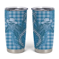 Blue Hawaii Palaka Cowboy Turtle Tumbler Cup Hawaiian Paniolo Puakenikeni Maile Lei - Polynesian Pride