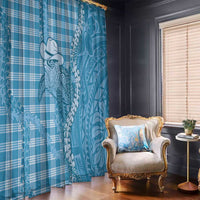 Blue Hawaii Palaka Cowboy Turtle Window Curtain Hawaiian Paniolo Puakenikeni Maile Lei - Polynesian Pride