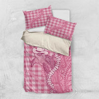 Pink Hawaii Palaka Cowboy Turtle Bedding Set Hawaiian Paniolo Puakenikeni Maile Lei - Polynesian Pride