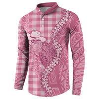 Pink Hawaii Palaka Cowboy Turtle Button Sweatshirt Hawaiian Paniolo Puakenikeni Maile Lei DT05 - Polynesian Pride