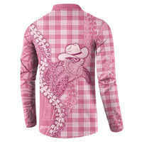 Pink Hawaii Palaka Cowboy Turtle Button Sweatshirt Hawaiian Paniolo Puakenikeni Maile Lei DT05 - Polynesian Pride