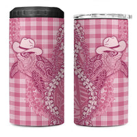 Pink Hawaii Palaka Cowboy Turtle 4 in 1 Can Cooler Tumbler Hawaiian Paniolo Puakenikeni Maile Lei - Polynesian Pride