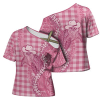 Pink Hawaii Palaka Cowboy Turtle Cross Shoulder Shirt Hawaiian Paniolo Puakenikeni Maile Lei DT05 - Polynesian Pride
