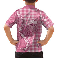 Pink Hawaii Palaka Cowboy Turtle Family Matching Summer Maxi Dress and Hawaiian Shirt Hawaiian Paniolo Puakenikeni Maile Lei - Polynesian Pride