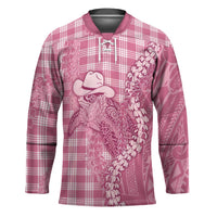 Pink Hawaii Palaka Cowboy Turtle Hockey Jersey Hawaiian Paniolo Puakenikeni Maile Lei DT05 Unisex Pink - Polynesian Pride