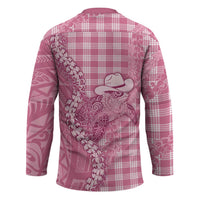 Pink Hawaii Palaka Cowboy Turtle Hockey Jersey Hawaiian Paniolo Puakenikeni Maile Lei - Polynesian Pride
