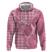 Pink Hawaii Palaka Cowboy Turtle Hoodie Hawaiian Paniolo Puakenikeni Maile Lei - Polynesian Pride
