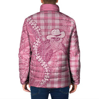 Pink Hawaii Palaka Cowboy Turtle Padded Jacket Hawaiian Paniolo Puakenikeni Maile Lei - Polynesian Pride