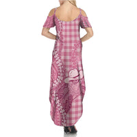 Pink Hawaii Palaka Cowboy Turtle Summer Maxi Dress Hawaiian Paniolo Puakenikeni Maile Lei DT05 - Polynesian Pride