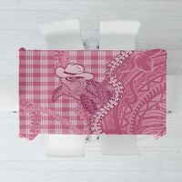 Pink Hawaii Palaka Cowboy Turtle Tablecloth Hawaiian Paniolo Puakenikeni Maile Lei - Polynesian Pride