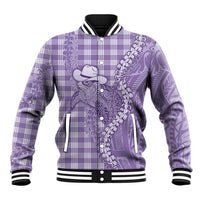 Purple Hawaii Palaka Cowboy Turtle Baseball Jacket Hawaiian Paniolo Puakenikeni Maile Lei - Polynesian Pride