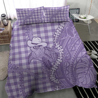Purple Hawaii Palaka Cowboy Turtle Bedding Set Hawaiian Paniolo Puakenikeni Maile Lei - Polynesian Pride