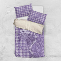 Purple Hawaii Palaka Cowboy Turtle Bedding Set Hawaiian Paniolo Puakenikeni Maile Lei - Polynesian Pride