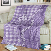 Purple Hawaii Palaka Cowboy Turtle Blanket Hawaiian Paniolo Puakenikeni Maile Lei - Polynesian Pride