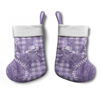 Purple Hawaii Palaka Cowboy Turtle Christmas Stocking Hawaiian Paniolo Puakenikeni Maile Lei - Polynesian Pride