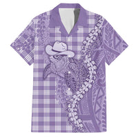 Purple Hawaii Palaka Cowboy Turtle Family Matching Puletasi and Hawaiian Shirt Hawaiian Paniolo Puakenikeni Maile Lei - Polynesian Pride