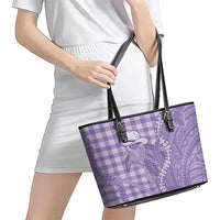 Purple Hawaii Palaka Cowboy Turtle Leather Tote Bag Hawaiian Paniolo Puakenikeni Maile Lei - Polynesian Pride