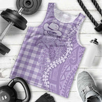 Purple Hawaii Palaka Cowboy Turtle Men Tank Top Hawaiian Paniolo Puakenikeni Maile Lei - Polynesian Pride