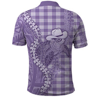 Purple Hawaii Palaka Cowboy Turtle Polo Shirt Hawaiian Paniolo Puakenikeni Maile Lei - Polynesian Pride