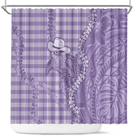 Purple Hawaii Palaka Cowboy Turtle Shower Curtain Hawaiian Paniolo Puakenikeni Maile Lei - Polynesian Pride