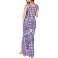 Purple Hawaii Palaka Cowboy Turtle Tank Maxi Dress Hawaiian Paniolo Puakenikeni Maile Lei - Polynesian Pride