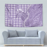 Purple Hawaii Palaka Cowboy Turtle Tapestry Hawaiian Paniolo Puakenikeni Maile Lei - Polynesian Pride