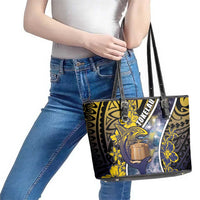 Tokelau Leather Tote Bag National Badge Waves Style